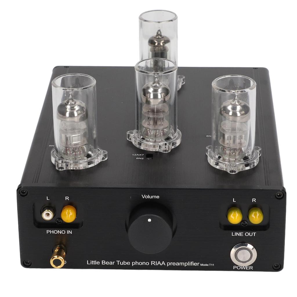 Vacuum Tube Preamplifier Aluminum Alloy Case Anti Interference Phono Preamp for Record Player US Plug 110V