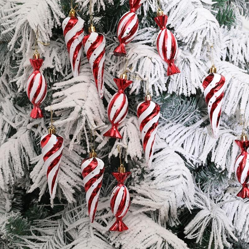Holiday Candy Cane Tree Decoration Elegant Spirals Candy and Cane Christmas Tree Hanging Accessory for Holiday