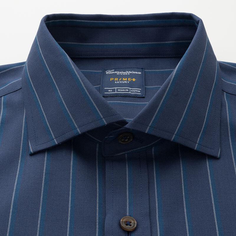 CAMICISSIMA Men s Wool Blend Striped Long-Sleeve Shirt 39