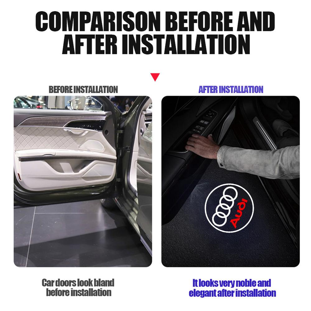 For Audi C5 1/2pcs LED Car Door Welcome Light Laser Projector Logo Light For Audi Sline RS QUATTRO A3 A4 A5 A6 b6 b7 b9 8p 8v b8 c7 S8 TT S5