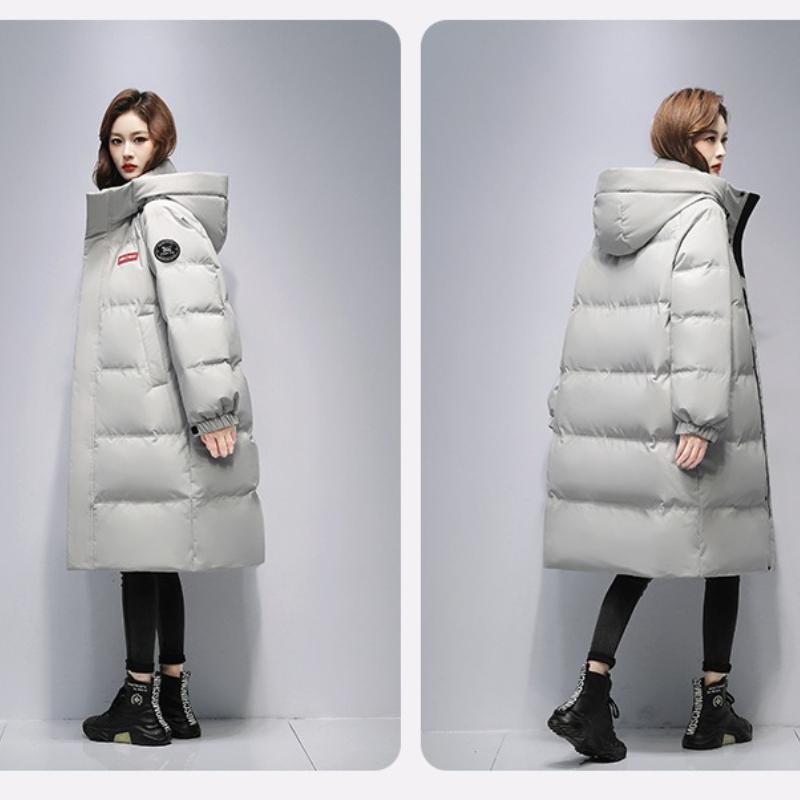 Winter  Over The Knee Hooded Mid Length Unisex Cotton Jacket, Loose and Thick, Warm Couple Jacket for Women