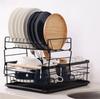 Navaris 2-Tier Dish Drainer, Kitchen Rack, Wire Basket, Dish Drainer, Dish Stand, Quick-Drying, Space-Saving, with Handles, 43x32x29cm, Black