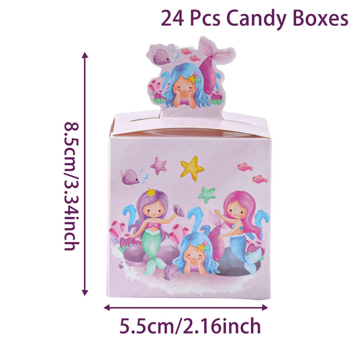 

24 шт. подарочные коробки для конфет в стиле русалки, подводные принадлежности для вечеринок, подарочная упаковка, сумка для украшения дня рождения Русалочки as picture