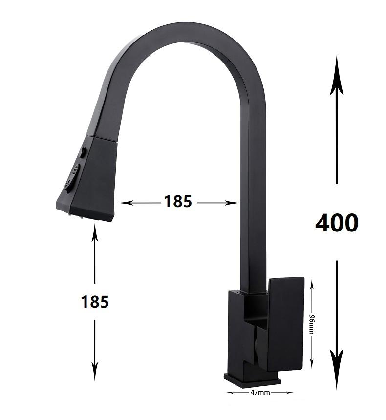 Tap Black and White Kitchen Faucet Dish Basin All Copper Hot and Cold Pull-out Rotating Household Showerhead Sink Basin Faucet