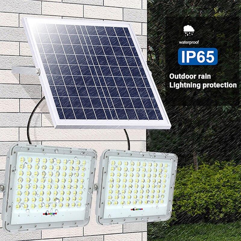 2 Head Stepless Dimming Light Waterproof LED Flood Lamp Remote Control Solar Landscape Spotlight for Outdoor Garden Path Street