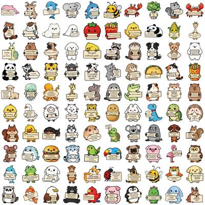 100Pcs Removable Reusable Animal Stickers PVC Decorative Labels Decals Suitable For Devices Home Decor Creative Projects