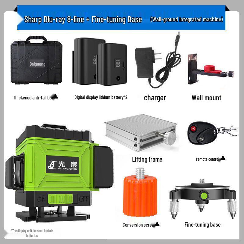 High-Precision Laser Level with Green Light, 12-16 Lines, for Walls and Floors, Automatic Leveling