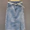 Fusta la moda de vara Fusta din denim cu strasuri cu design bodycon