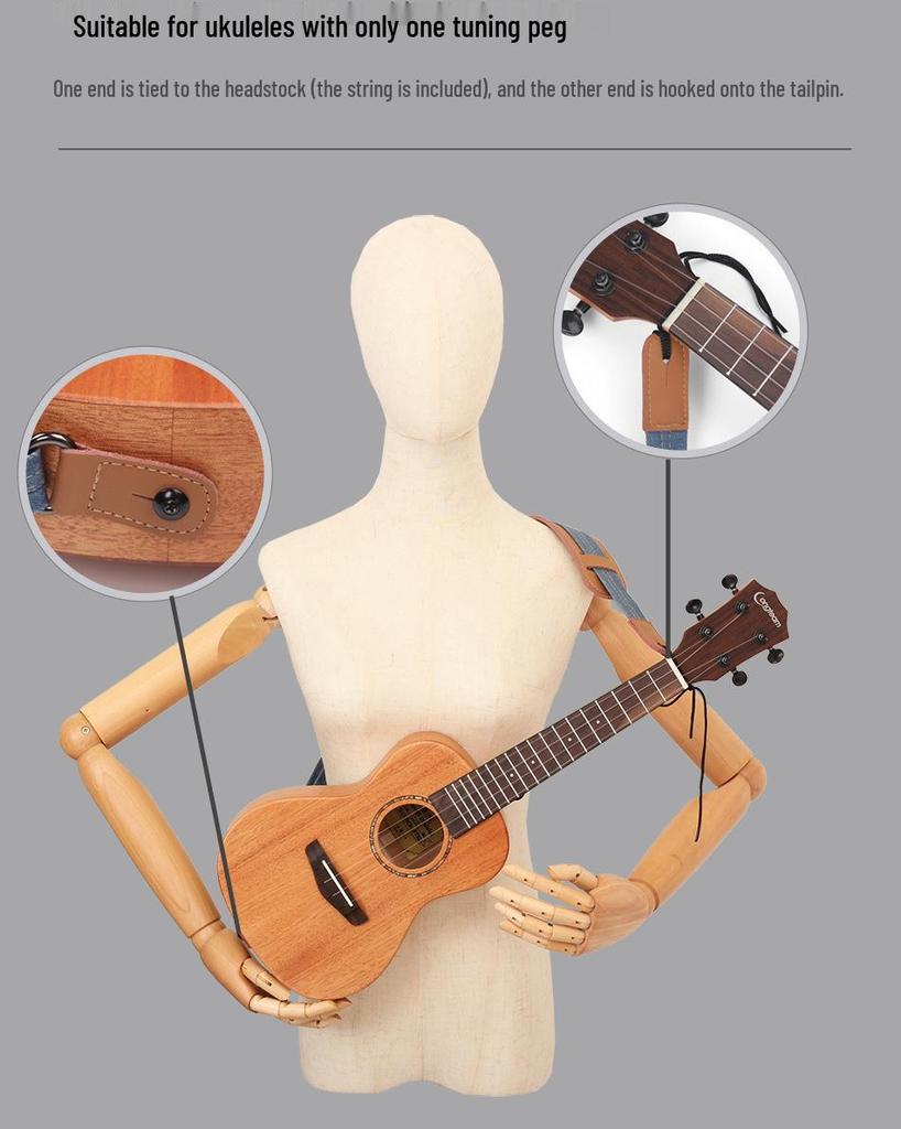 Customizable Wide Denim Ukulele Shoulder Strap for Pressure Relief