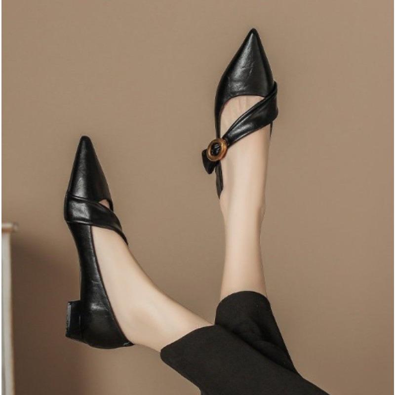 

Мода Новый Стиль Популярные Весенние Винтажные Женские Туфли Мэри Джейн с Острым Носком Модные Мелкие на Толстом Каблуке Свадебные Туфли Zapatos Mujer 40