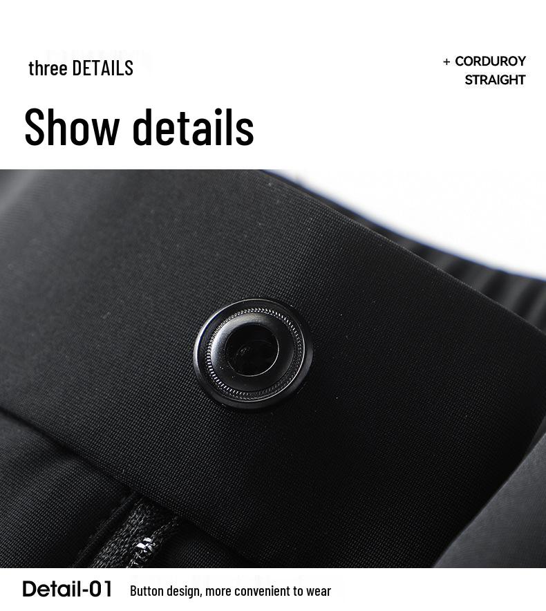 Men's Elastic Milk Silk Fleece-lined Business Casual Pants for Autumn/Winter