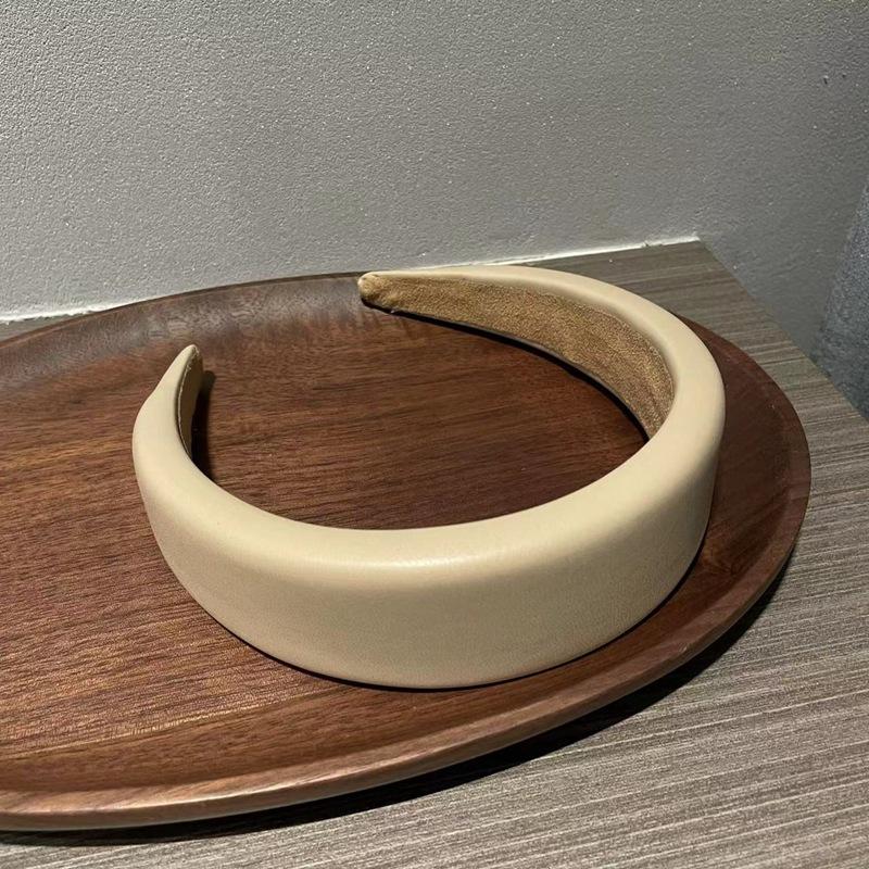 New PU Leather Thickened Sponge Wide Hairband for Women Girls Wide Wash Headband Retro Simple Hair Accessories