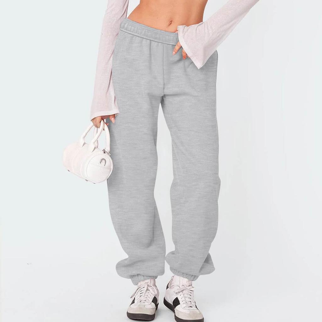 Women's Fleece Sweatpants Winter High Waisted Sweat Pants Drawstring Baggy Jogger Pants
