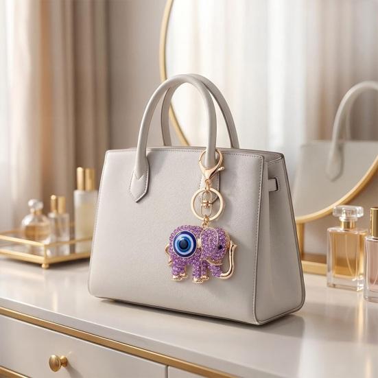 Schlüsselanhänger Anhänger Funkelnde Strasssteine Eingelegt Elefantenauge Design Schlüsselhalter Auto Rucksack Anhänger Kleines Accessoire