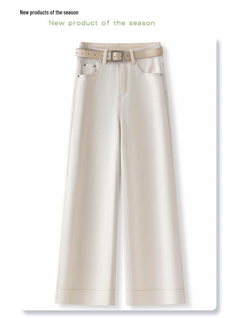 Women's White High-Waisted Wide-Leg Cropped Jeans - Summer 2025 Collection