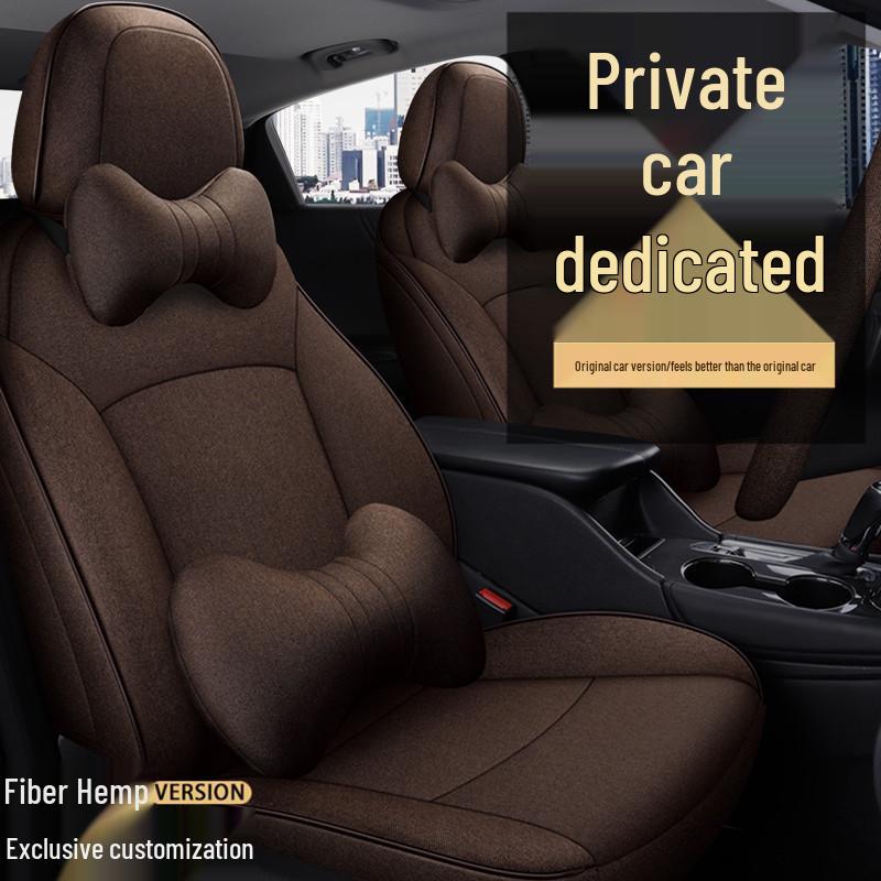 Toyota Highlander All-Season Pure Linen 5-Seat Full Back Wrap Car Cushion with Logo