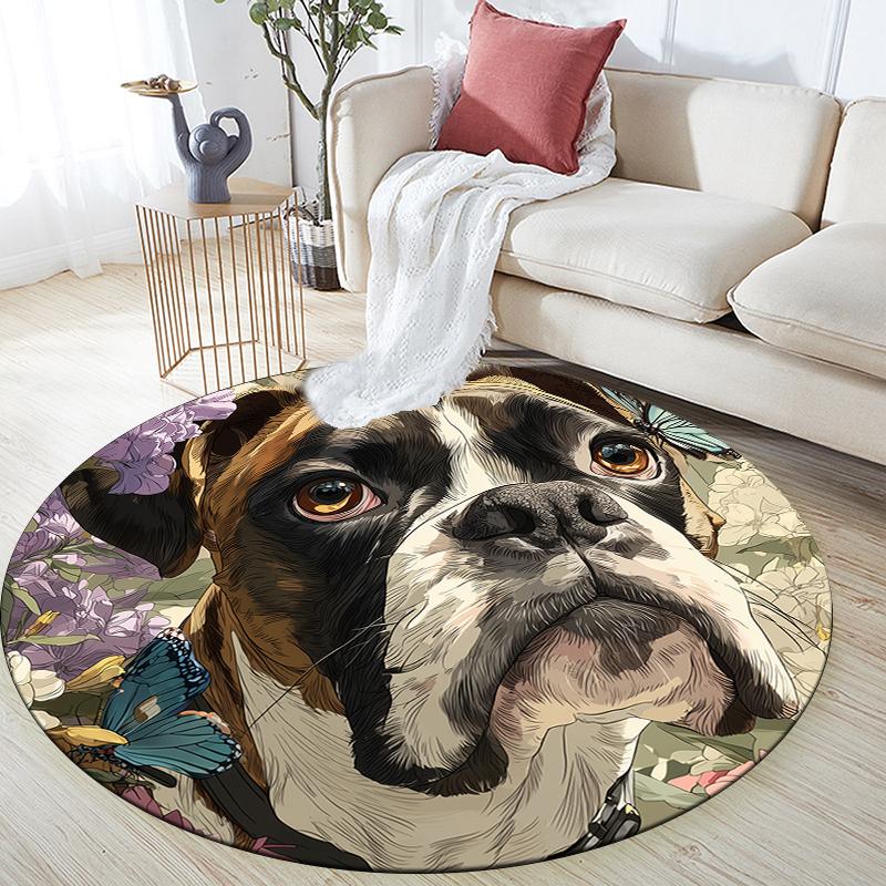 

Boxer pattern round rug,Carpet Rug for Living Room Bedroom Playroom ,Non-slip Floor Mat,Holiday Gifts and Birthday Gifts. 80cmx80cm