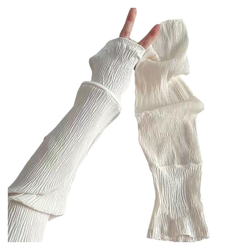 

Ice Silk Cooling Arm Sleeves Fingerless Gloves Elastic Arm Covers for Summer Cycling Driving Outdoor Sport Essential бежевий