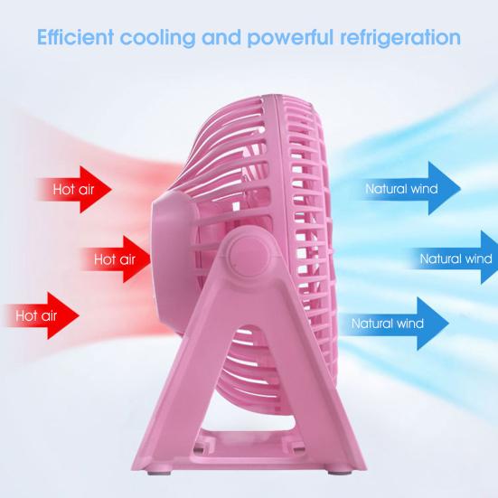 Table Fan 3 Portable Solid Color Speeds Rechargeable Quiet USB Mini Fan
