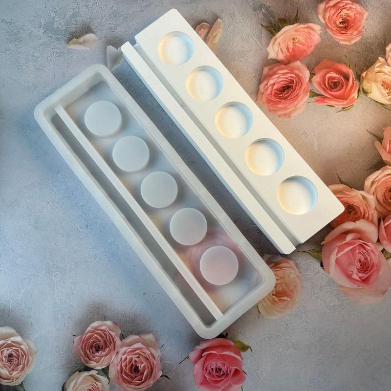 Long Candle Holder Molds, Five Hole Tealight Holder Molds Base Molds for DIY Craft Tealight Holder Home Decorations