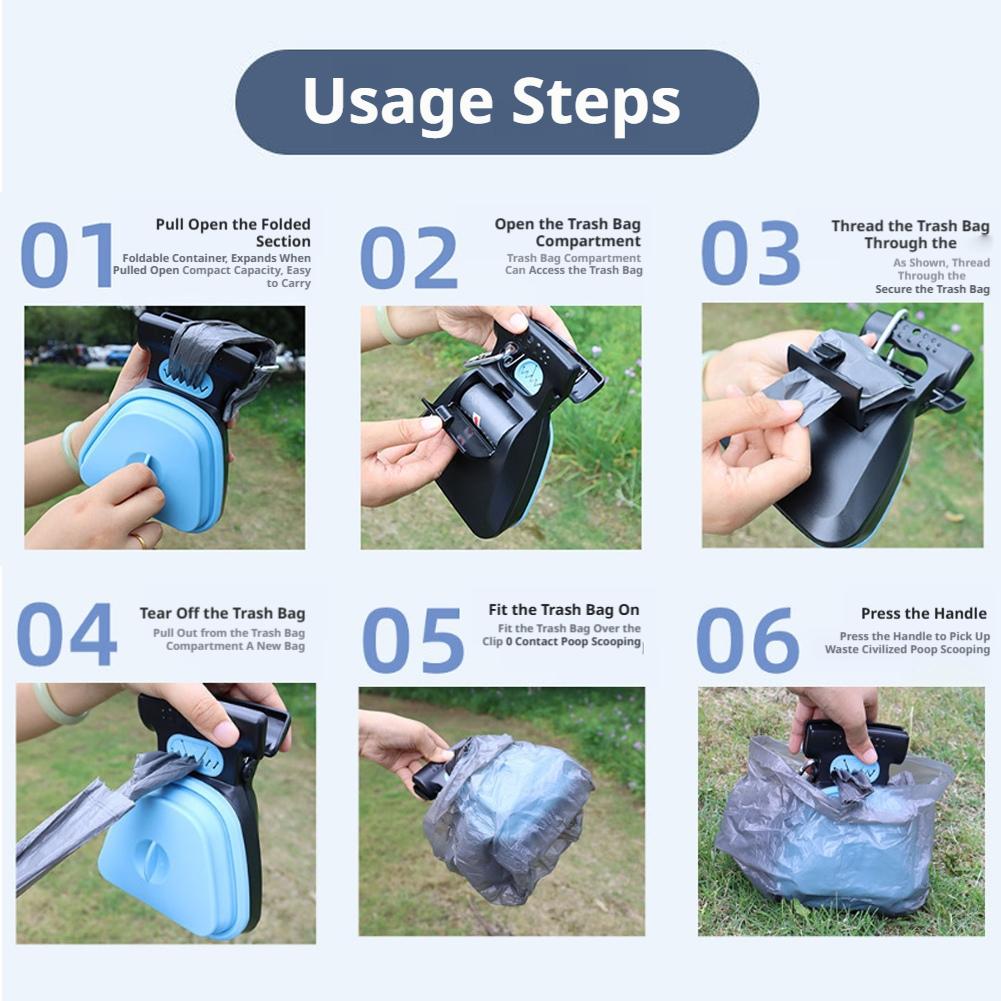 Foldable Handheld Pet Collector Shovel Portable Travel Poop Scoop Safe Hygienic Excreta Removal Tool for Medium Small Dogs