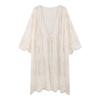 New crochet embroidered lace shirt for women, summer vacation style, seaside sun protection coat, sheer long coat
