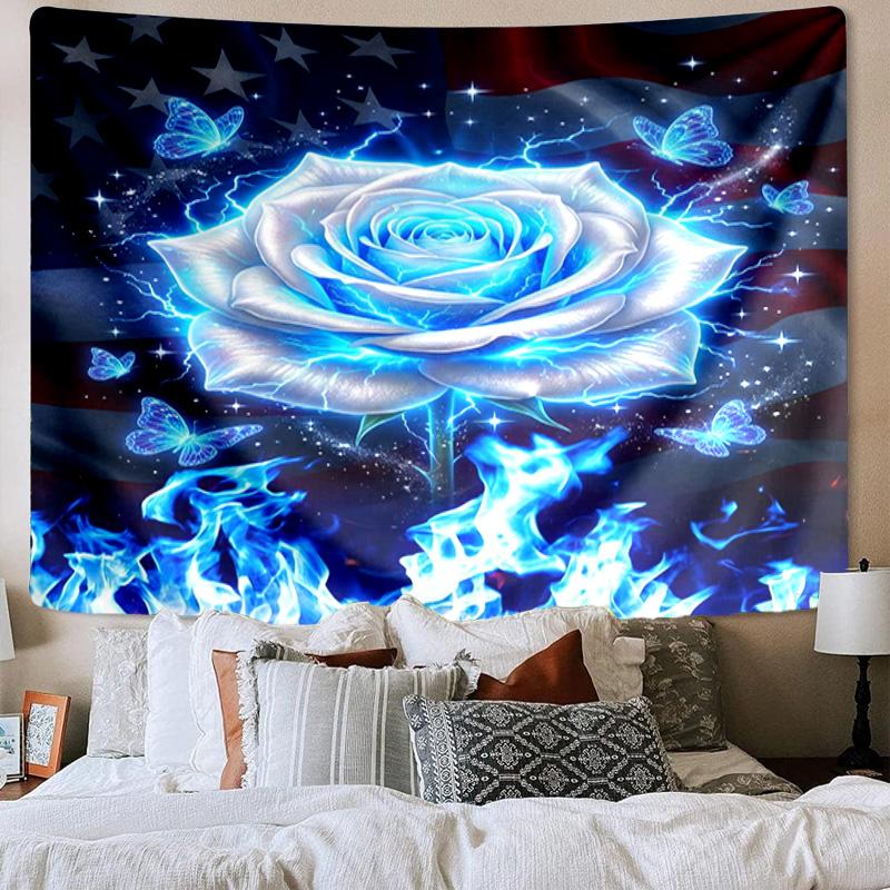 Glowing Butterflies And Roses Tapestry Room Decoration Wall Hanging for Living Room Bedroom, dormitory, Birthday and Christmas gifts