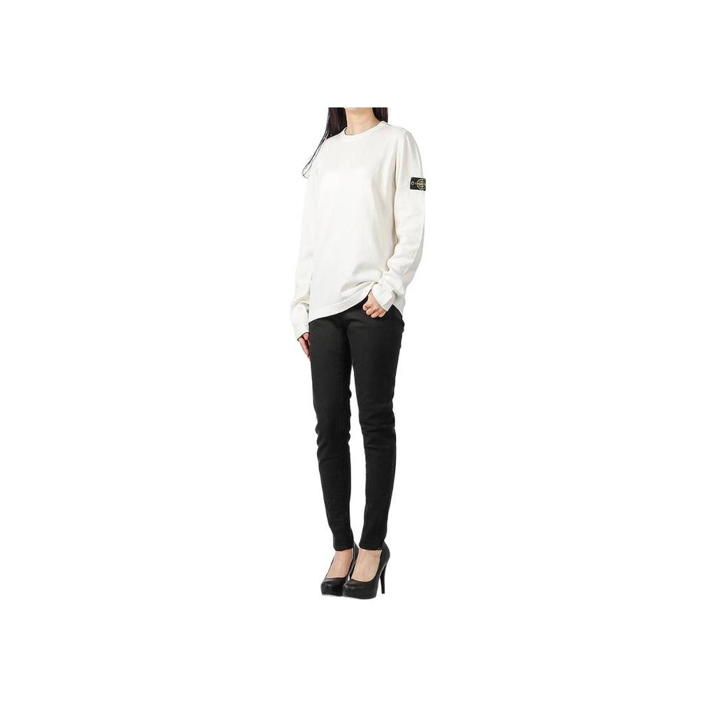 Stone Island Logo Round Neck Pullover Sweater Kids sweater White 7416509A2-V0093