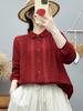 Women's French Literary Cotton Gauze Shirt with Doll Collar, Lace Trim, Bellows Pleats, and Long Sleeves