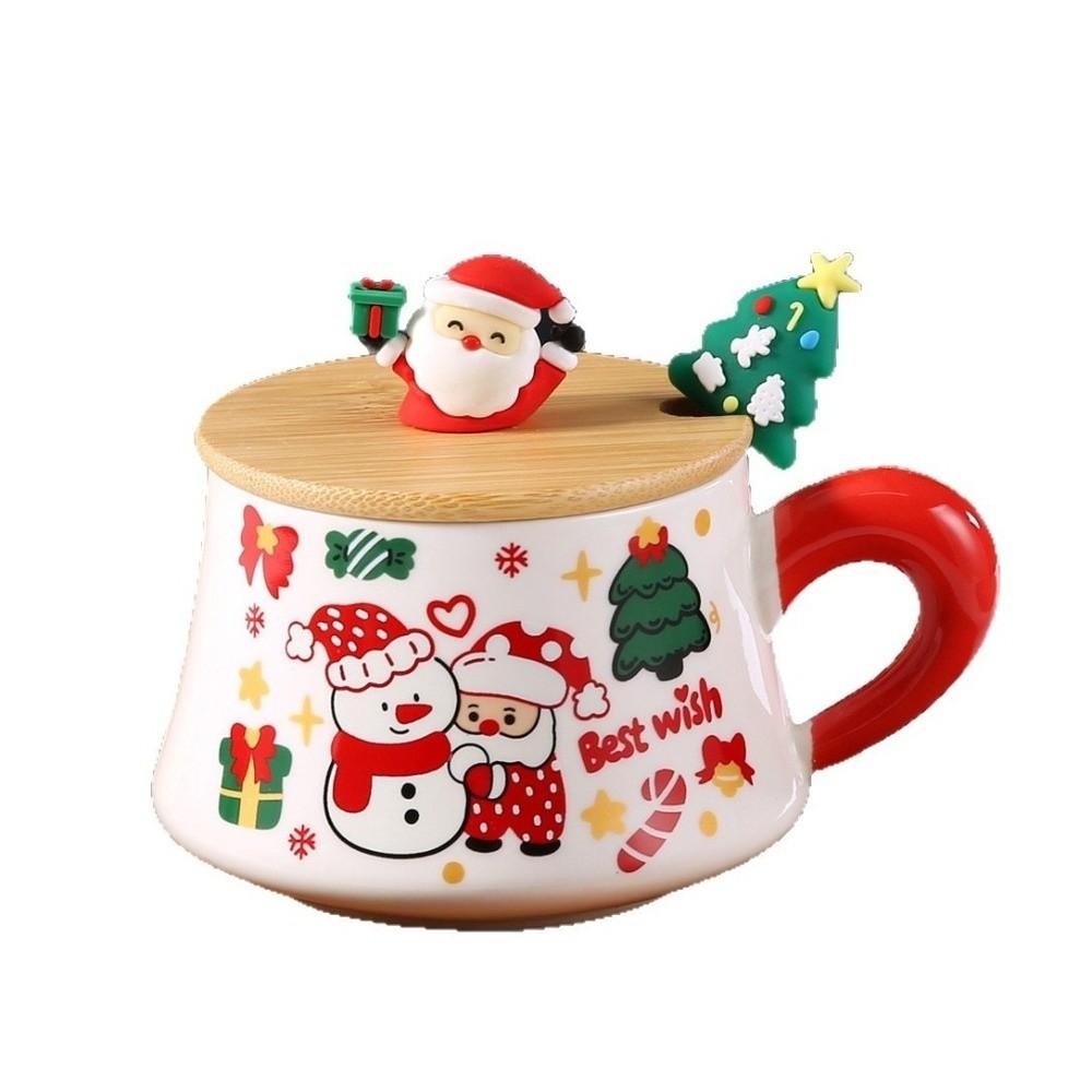 Snowman Ceramic Mugs Xmas Tree Spattered Coffee Cups New Cup Spoon Kit Holiday Season