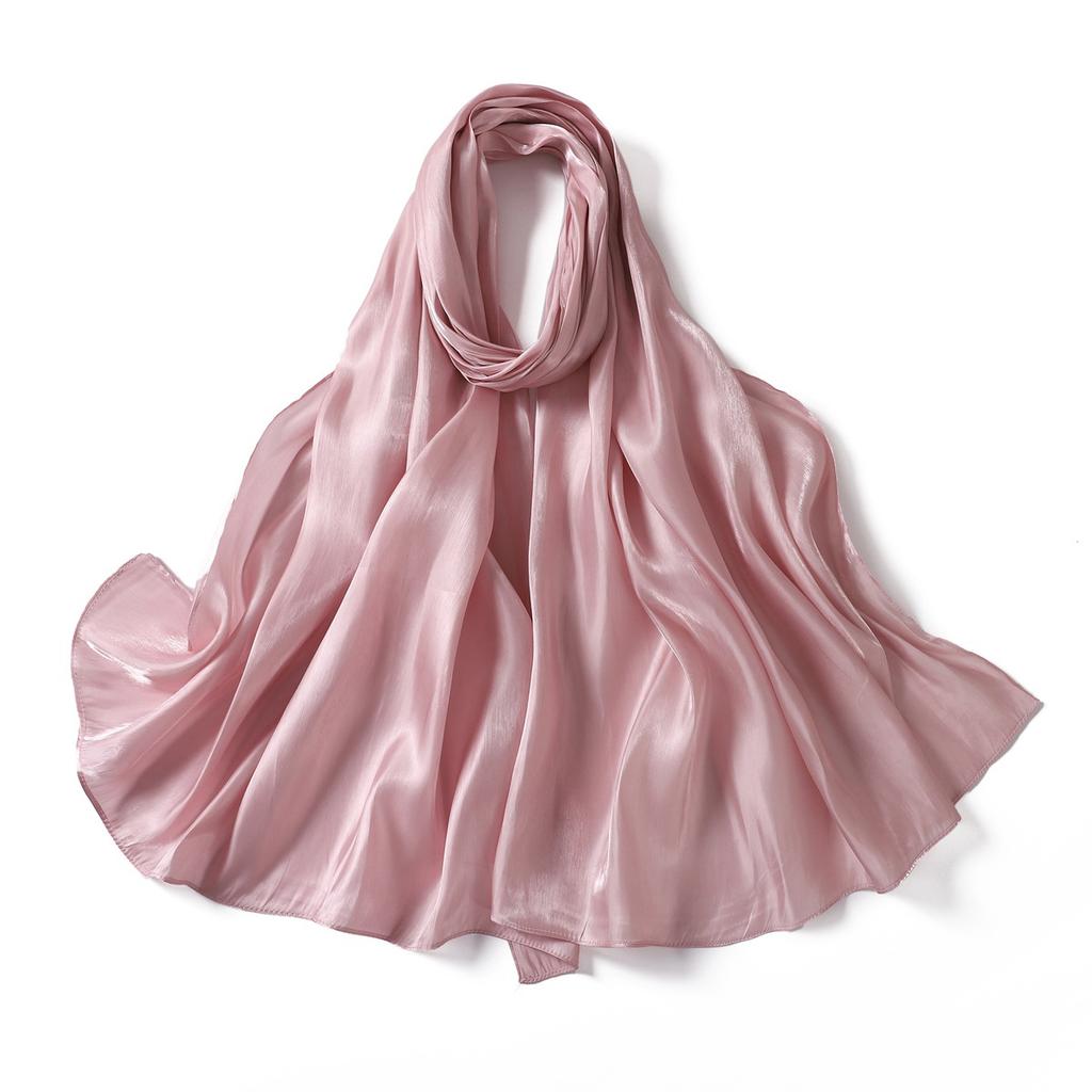 Neuer Sommer Glänzender Satin Damen Schal Mädchen Einfarbig Sonnenschutz Schals Weicher Foulard Schal Lässige Herbst Damen Wickelschals