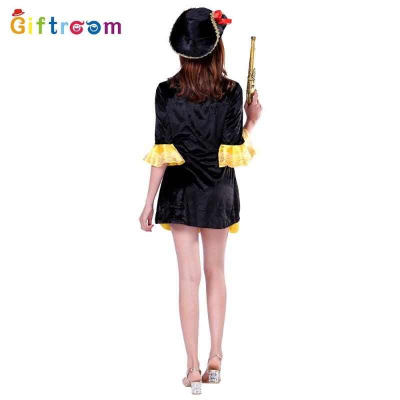 Halloween Pirate Cosplay Pirates of the Caribbean Costume Golden Noble Skirt Female Pirate Costume