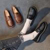 2025 Spring and Autumn New Single Shoes Cowhide Handmade Foot Cover Round Head Lazy Versatile British Style Retro Small Single Shoes Soft Sole