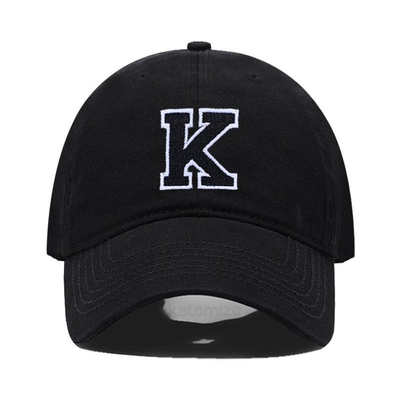 Initial Letter A-Z Black Baseball Cap For Men Womne High Quality Soft Cotton Embroider Fashion Team Sport Visors Snapback Caps
