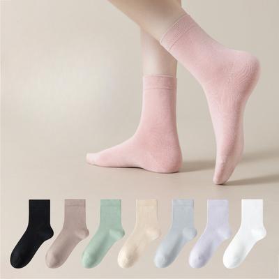 Frühlings- und Herbstsocken, Reine Baumwoll-Mittelwaden-Socken für Damen, Antibakteriell, Geruchlos, Nahtlose Socken für Damen, Herbst- und Winter-Postpartale Socken