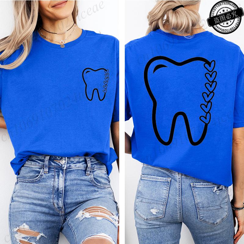 Women Dental Graphic T Shirt Clothes Funny Letter Print T-Shirts Short Sleeve Tee Shirts Summer Fashion Female T-Shirts Clothing