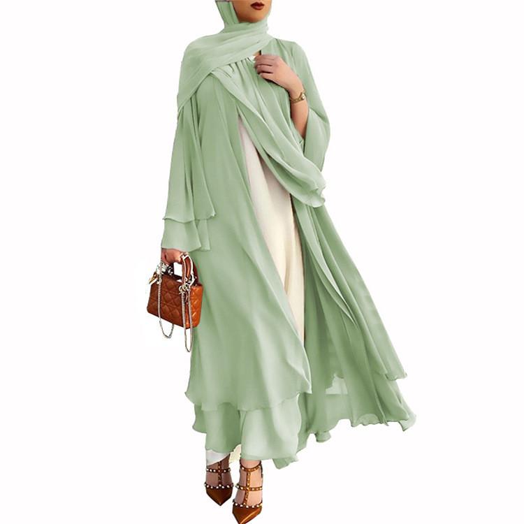 Muslim Fashion Abaya Fashion Soft and Elegant Large Size Women Cardigan Robe Solid Color Cardigan Dress