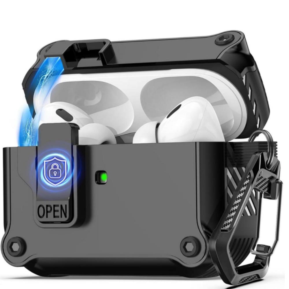 

Case for Airpods Pro 3/4 Secure Lock Clip Automatic Pop-up Full Drop Protective Case Cover for AirPods 4/Pro 3 with Cleaning Kit for Airpods Pro 3 чорний