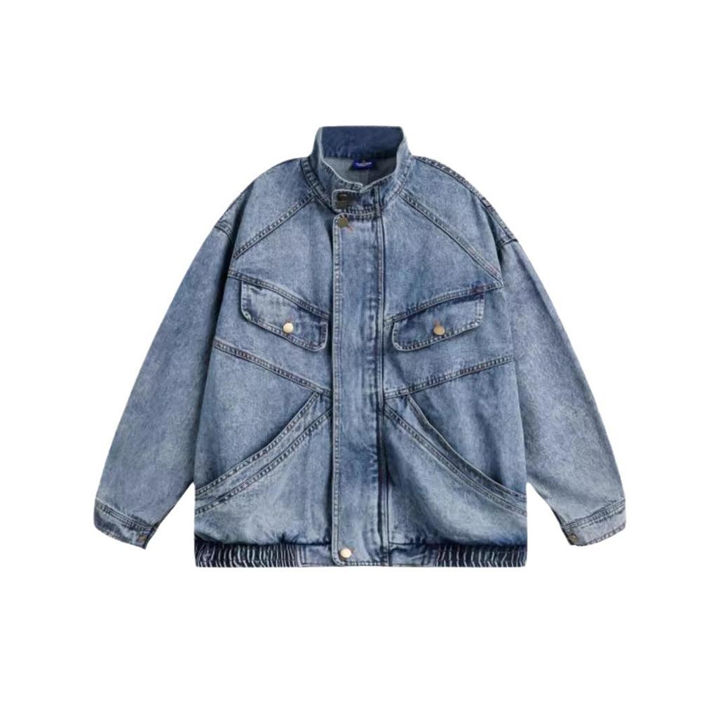 Spring and Autumn Retro Design Cowboy Jacket Long Sleeve Personalized Outdated Loose Coat