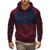 Men's Half-Zip Hooded Pullover Sweatshirt Color Block Loose Fit Long Sleeve Casual Athletic Top for Spring and Fall