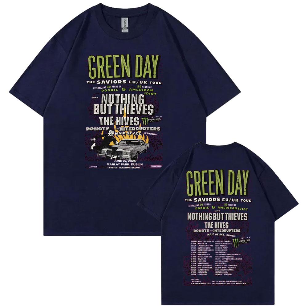 

Панк-группа Green Day The Saviors Tour Футболки с графическим принтом Мужские Женские Модные Винтажные Футболки Мужские Оверсайз Футболки из Чистого Хлопка 4XL
