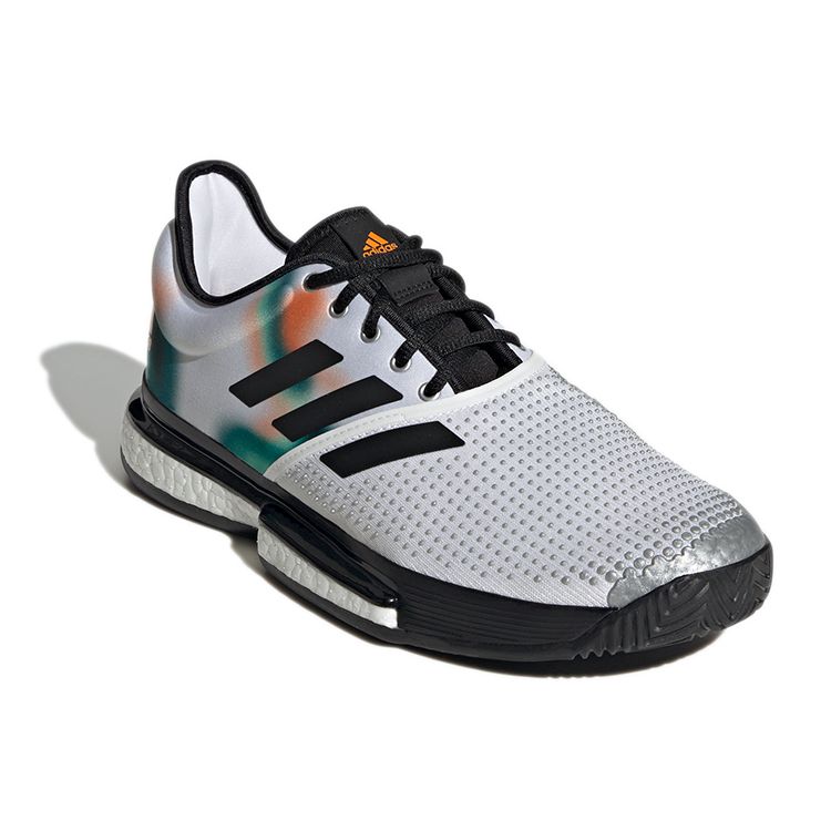 Adidas SoleCourt White Black Silver Metallic Мужские кроссовки Cloud-White Core-Black — фото 3