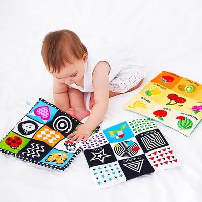 Newborn Cartoon Book Toys 2 Side Pattern Soft Cloth Book Kids Learning Educational Black/White Cognition Rustle Sound Newspaper