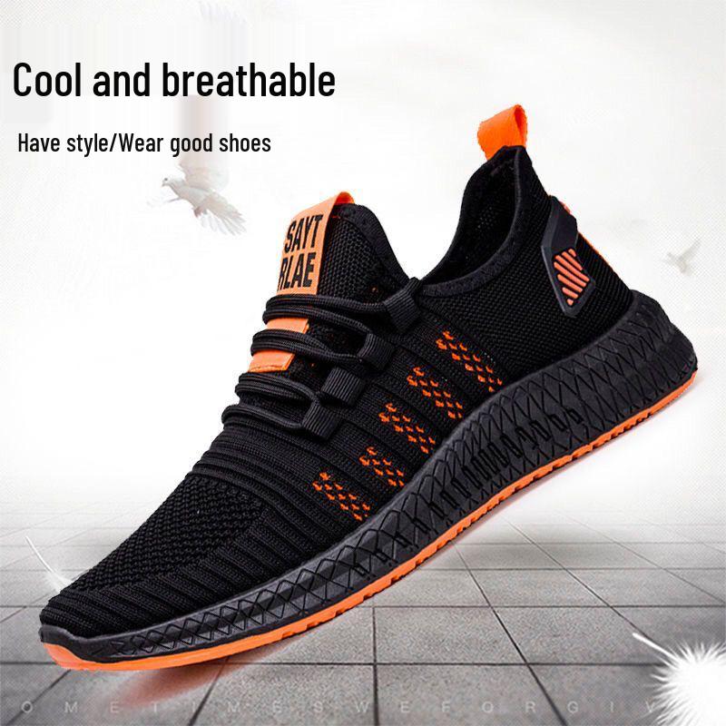 

Чоловіче повсякденне взуття Flyknit весна/літо 2025 - Корейський тренд, стиль для бігу та спорту 43 жовтий/чорний