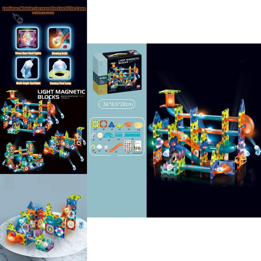 Magnetic Building Blocks Toy For Kids With Colorful Scene Track And Diy Fun