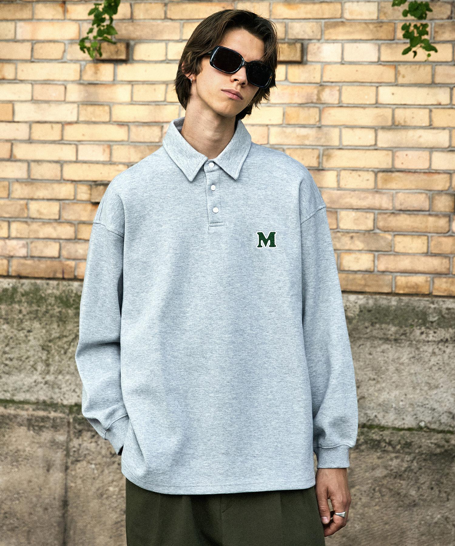 M Logo Oversized Collared T-Shirt Mkt100 [Gray] Gray/M