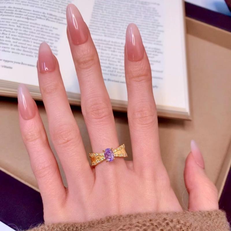 Fashion Purple rings for women wedding Vintage brushed satin purple diamond amethyst Ring palace style wedding jewelry gift