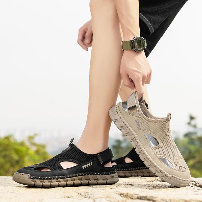 2025 Spring and Summer New Popular Thick-soled Outer Wear Hollow Breathable Net Sports Sandals Men's Versatile Leisure Commuting Light
