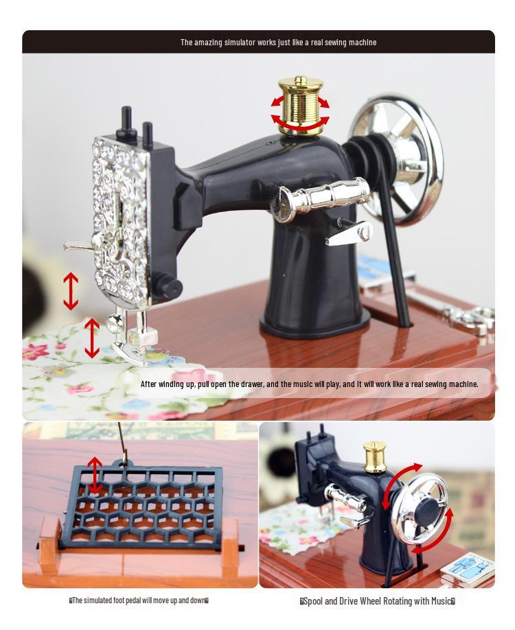 Retro Style Sewing Machine Music Box - Creative Nostalgic Gift