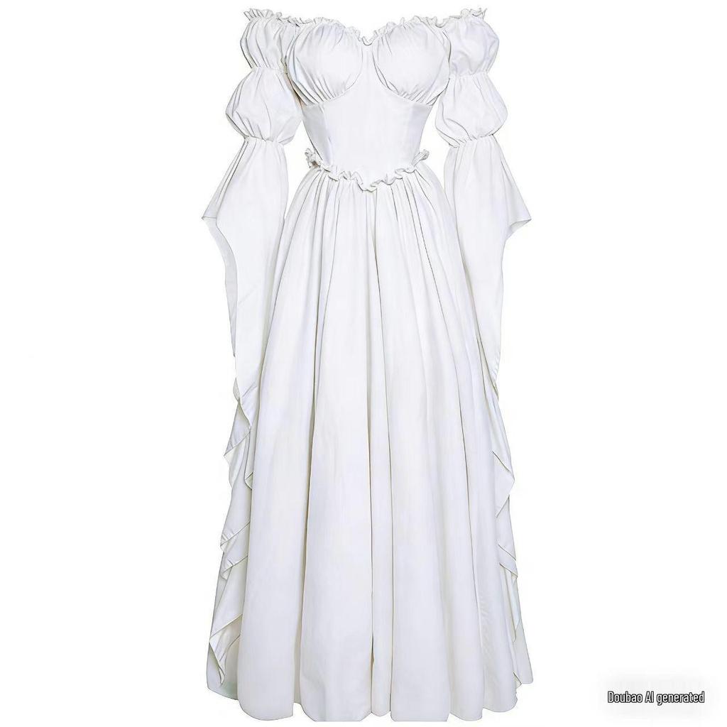 Medieval Court Women's Retro Long Dress for Stage Performance